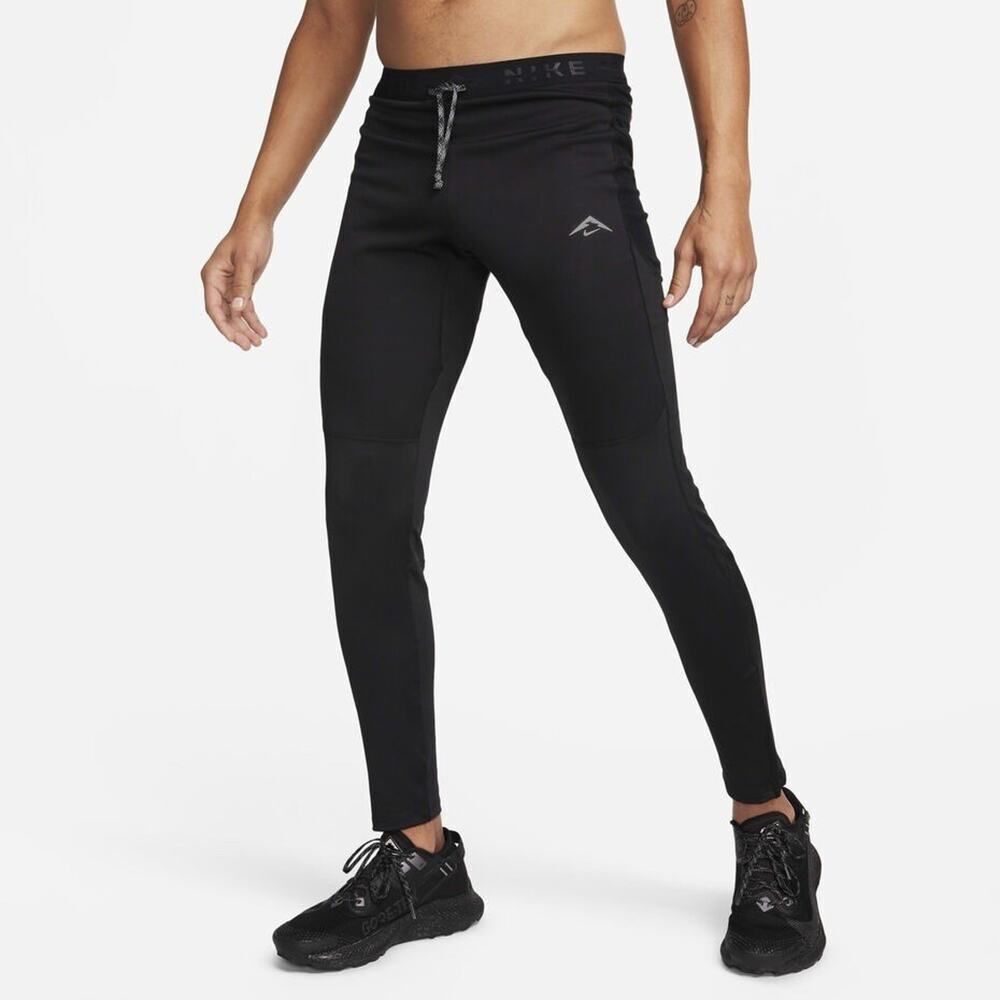 Nike Trail Tight Pants Men Small Black Running Leggings Zip Pocket FB8599-010